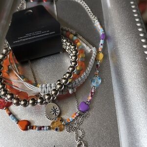 Paparazzi Silver and Multicolor Beaded Bracelet Set